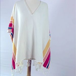 Seating striped festival fringe boho NWT V pancho